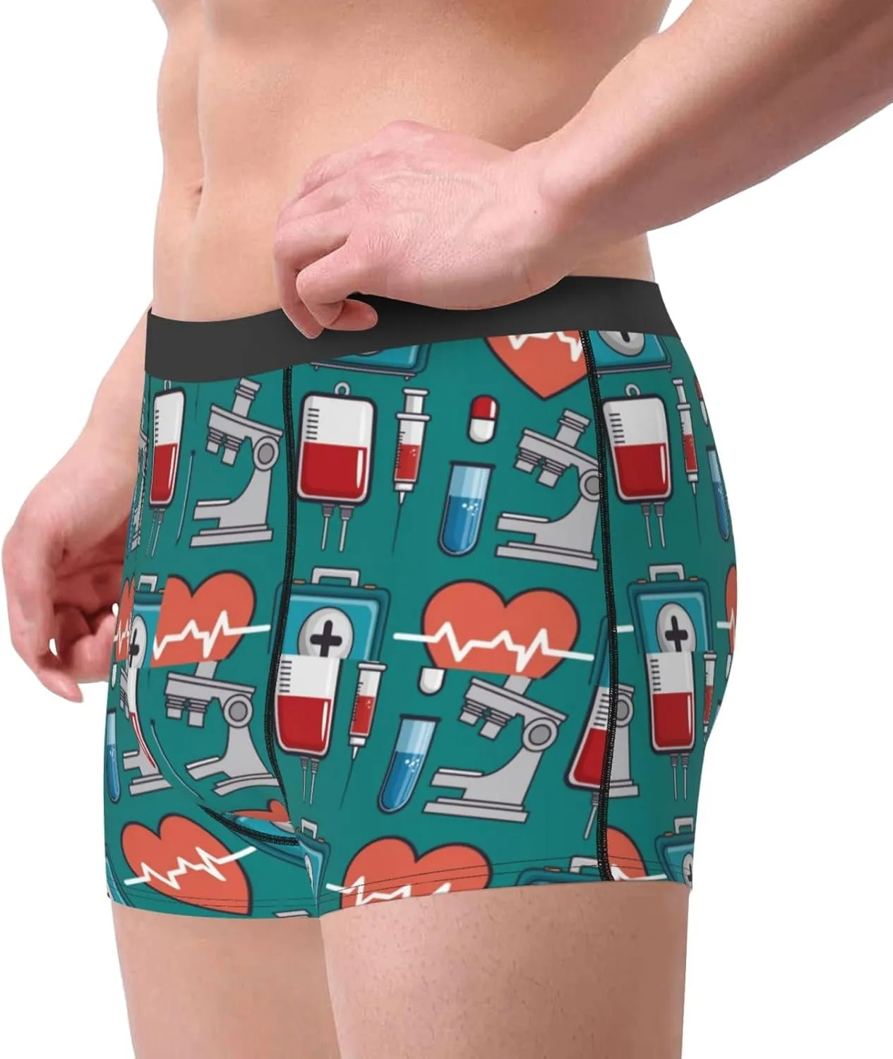 Medical Elements Print Boxer Briefs For Men Breathable Underwear-