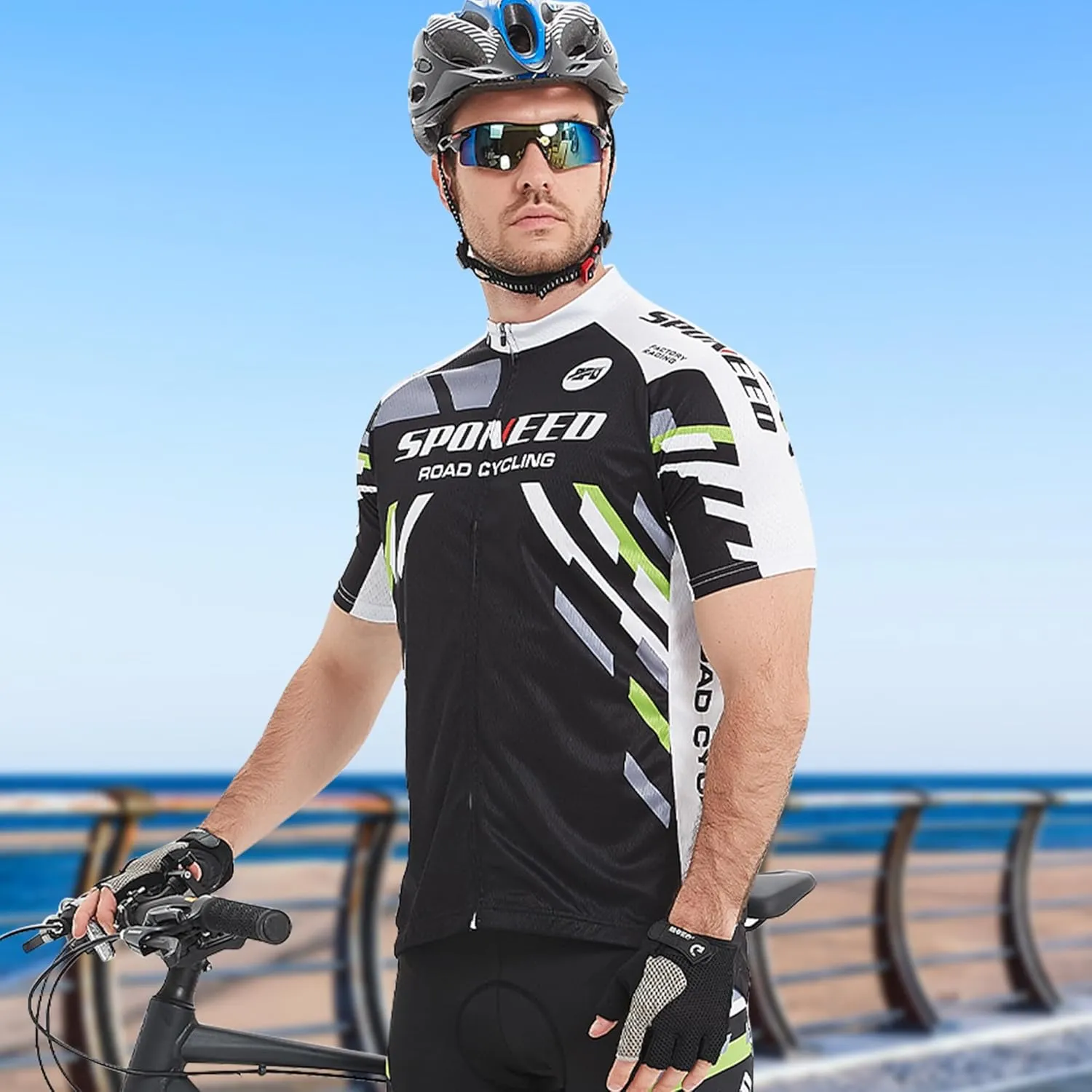 Men Bike Jersey Short Sleeve Road Cycling Shirts Biking Tops Moisture Wicking