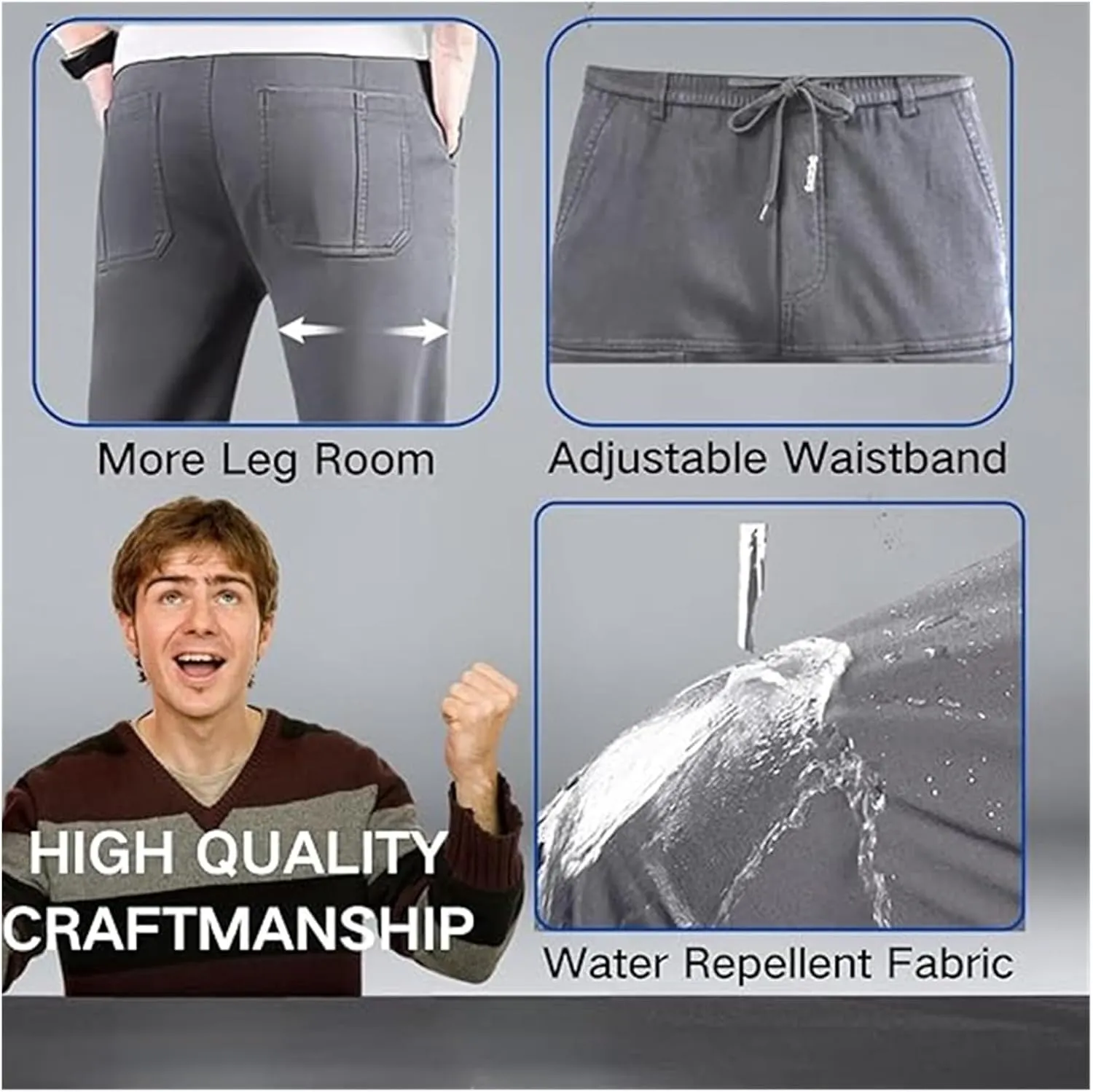 Mencomfy Cargo Pants Multipants - High Stretch Multi Pocket Cargo Pants Comfort Fit Waterproof Cargos Pant