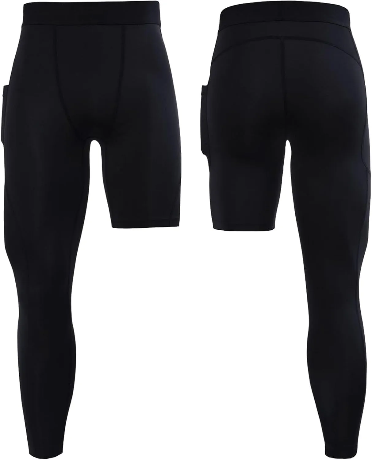 Men's 3/4 One Leg Compression Tights Single Leg Basketball Compression Pants Leggings Base Layer for Athletic Jogger