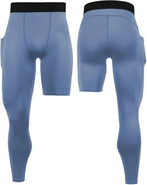 Men's 3/4 One Leg Compression Tights Single Leg Basketball Compression Pants Leggings Base Layer for Athletic Jogger