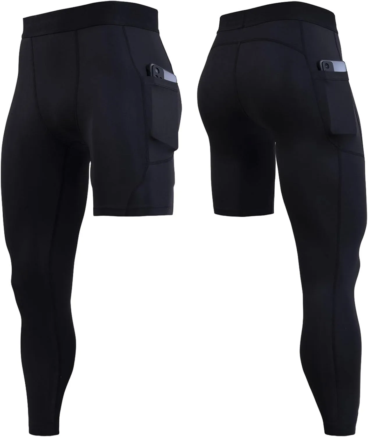 Men's 3/4 One Leg Compression Tights Single Leg Basketball Compression Pants Leggings Base Layer for Athletic Jogger