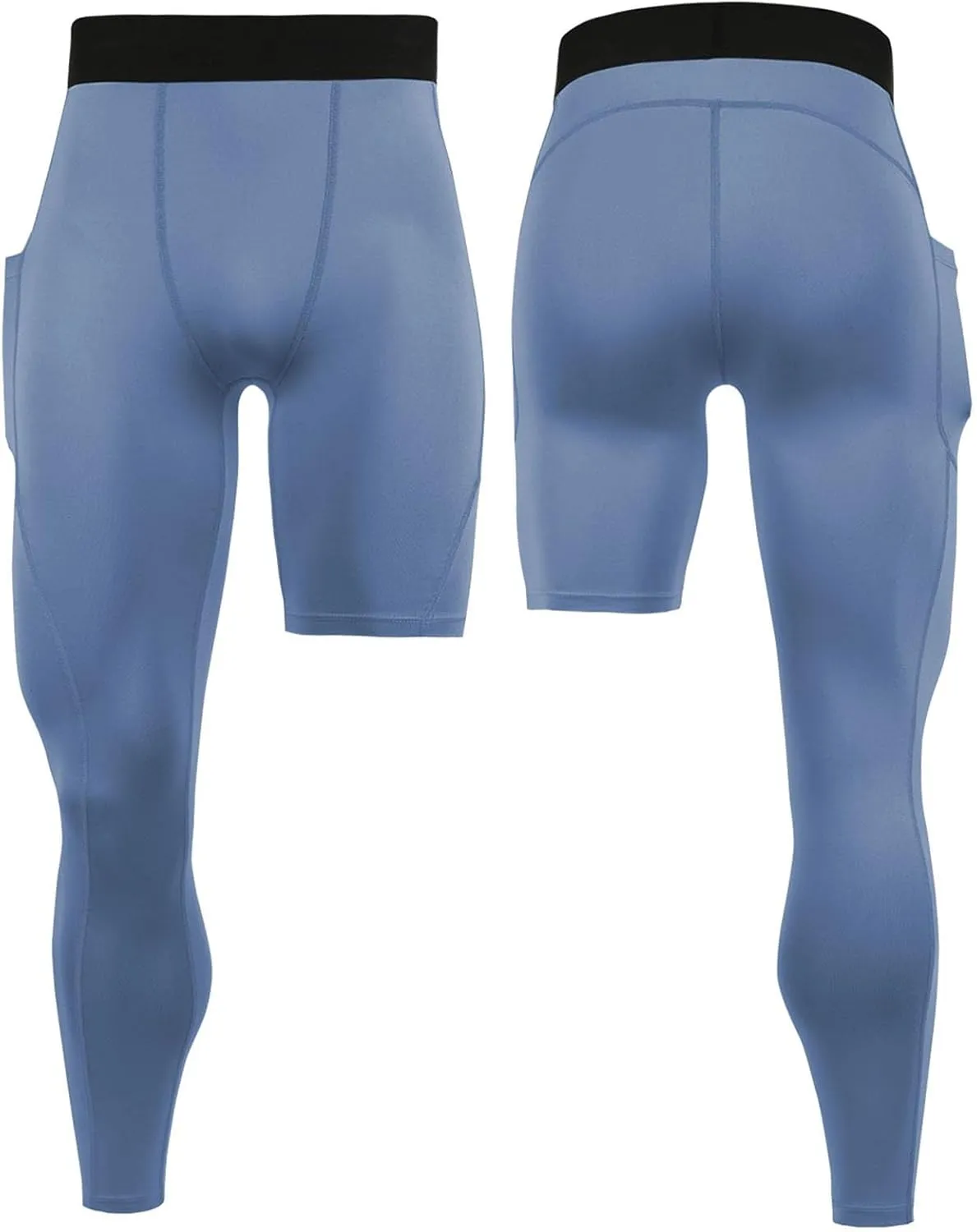 Men's 3/4 One Leg Compression Tights Single Leg Basketball Compression Pants Leggings Base Layer for Athletic Jogger