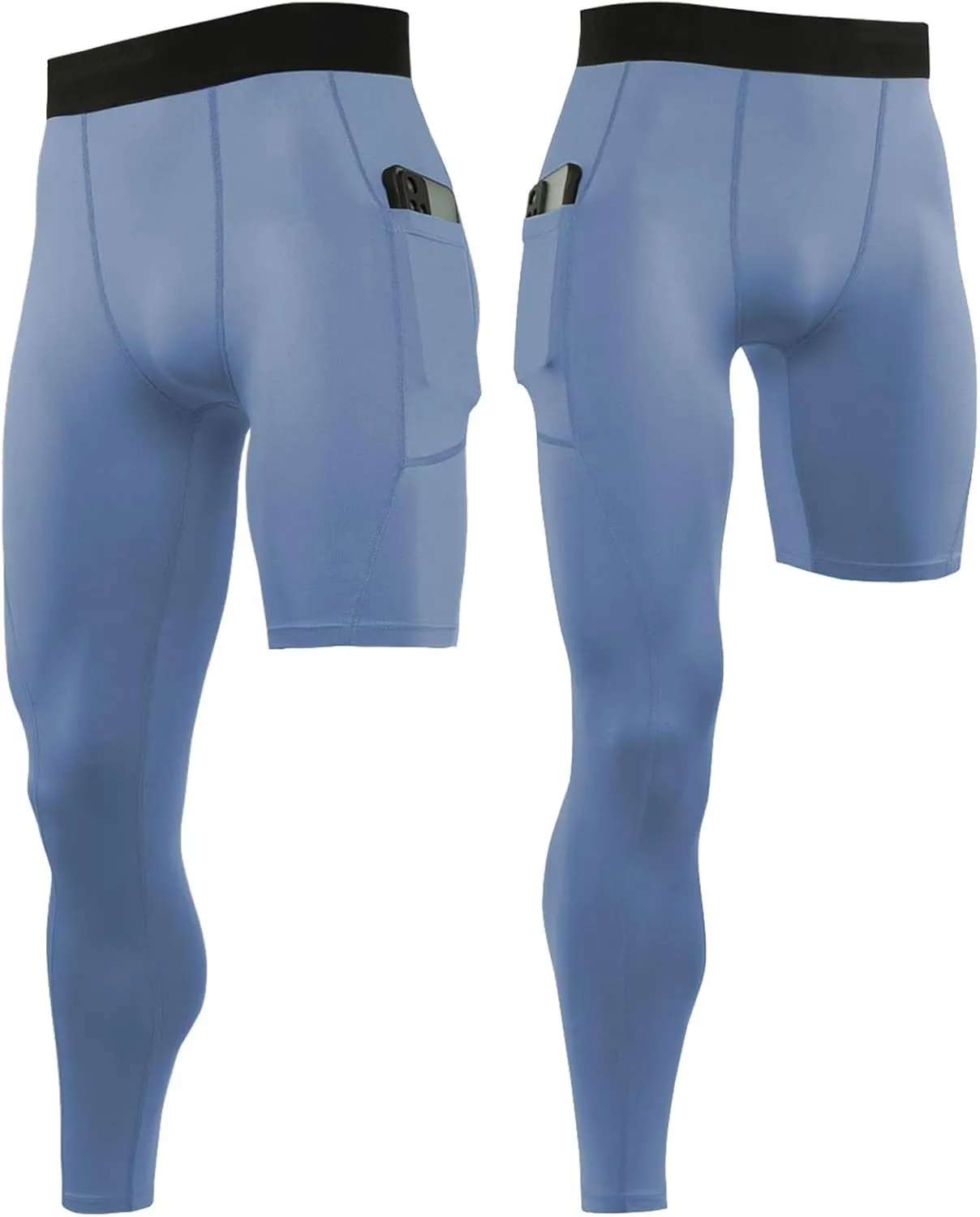 Men's 3/4 One Leg Compression Tights Single Leg Basketball Compression Pants Leggings Base Layer for Athletic Jogger