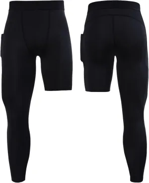 Men's 3/4 One Leg Compression Tights Single Leg Basketball Compression Pants Leggings Base Layer for Athletic Jogger