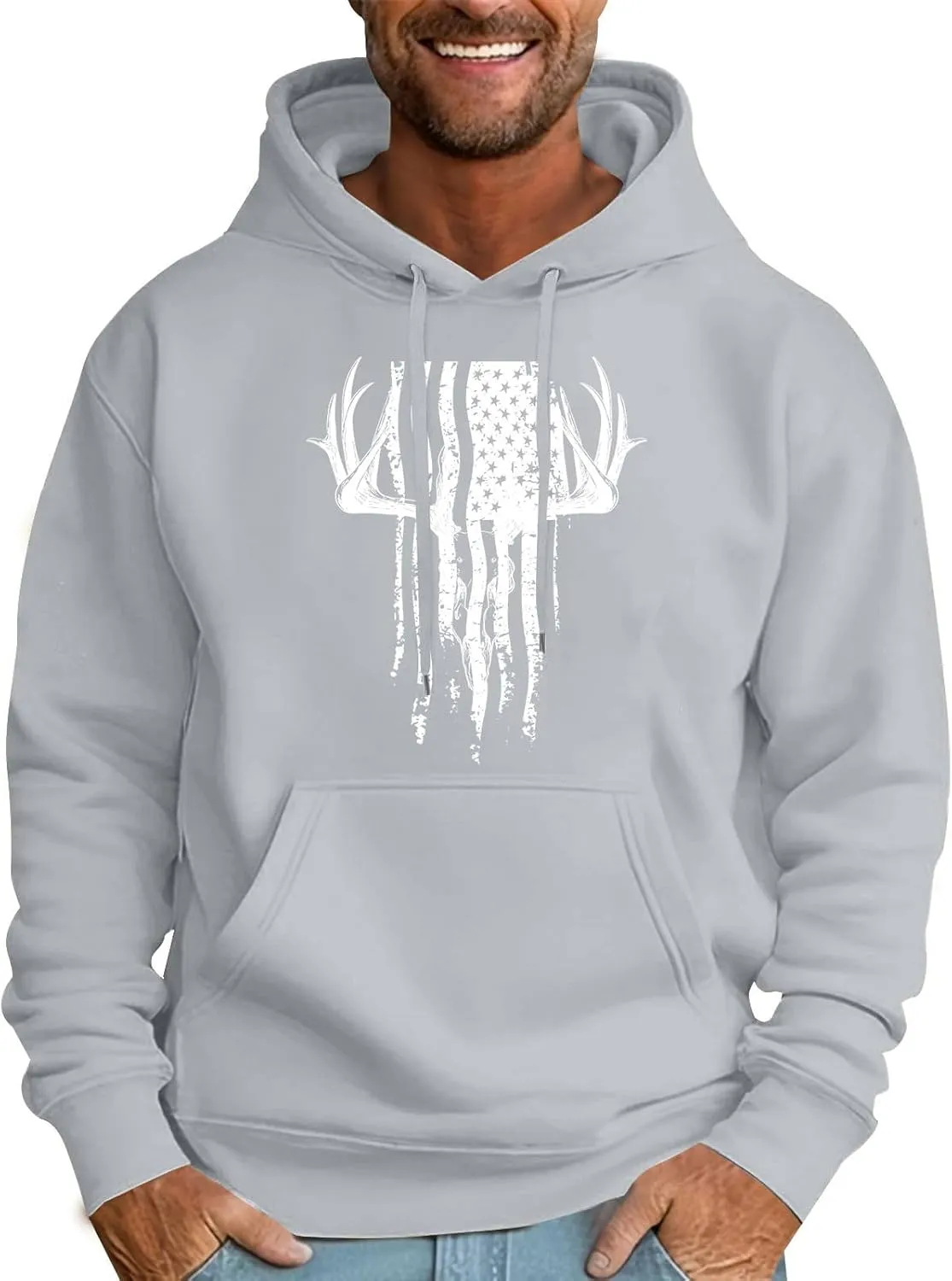 Mens American Flag Graphic Hoodie Casual Patriotic Hooded Sweatshirts Outdoor Fashion Shirts Long Sleeve Spring Tops