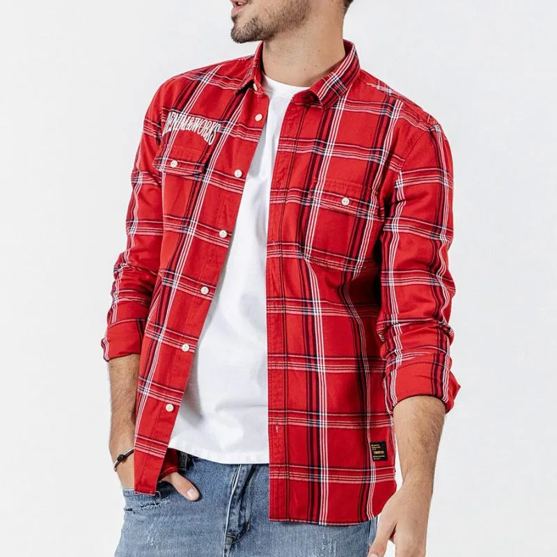 Men's Autumn Casual Long Sleeved Plaid Shirt