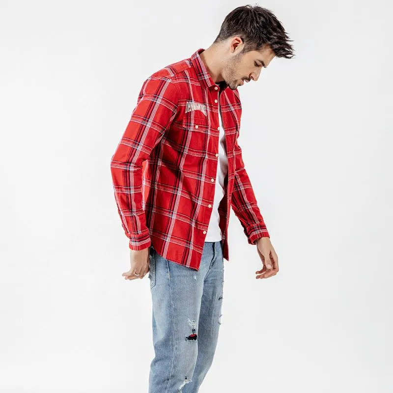 Men's Autumn Casual Long Sleeved Plaid Shirt