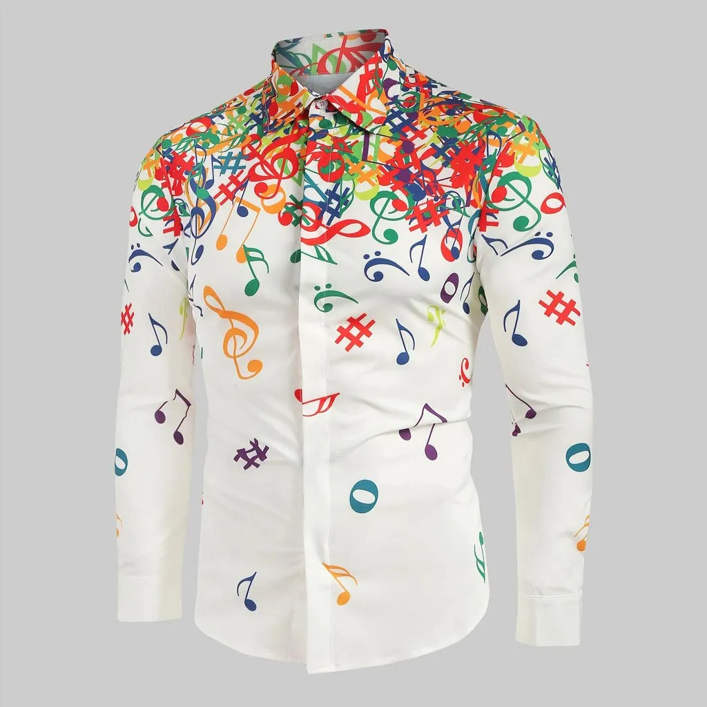 Men's Autumn Casual Long Sleeved Shirt With Print