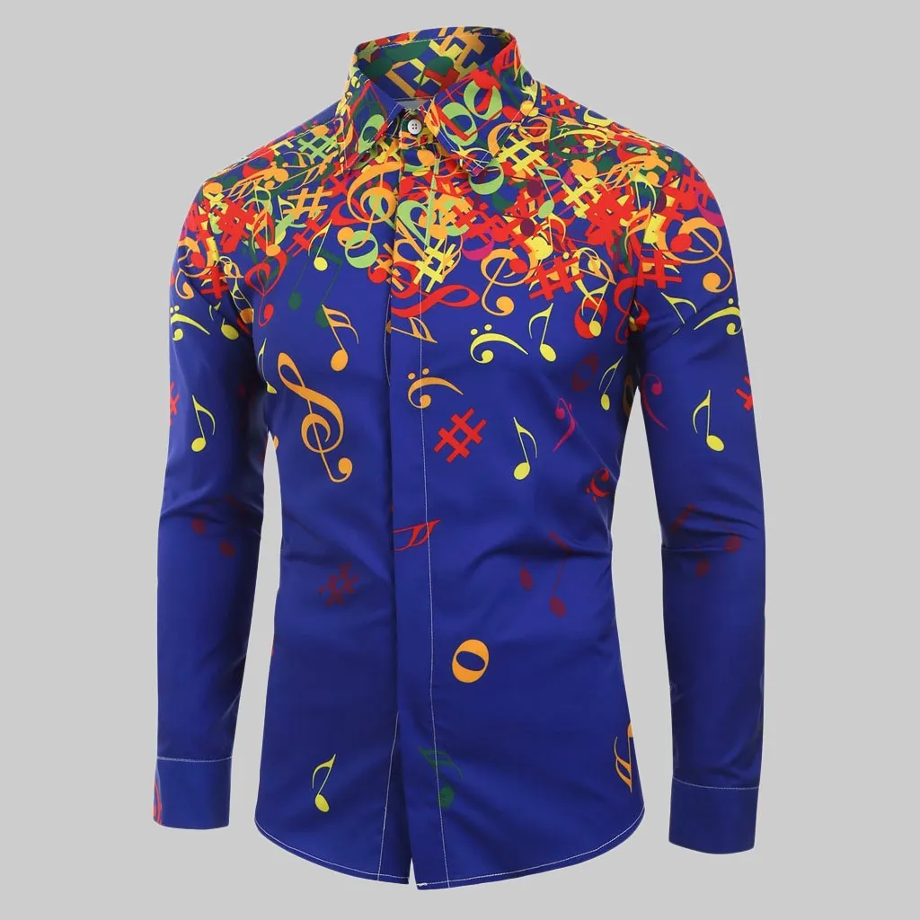 Men's Autumn Casual Long Sleeved Shirt With Print