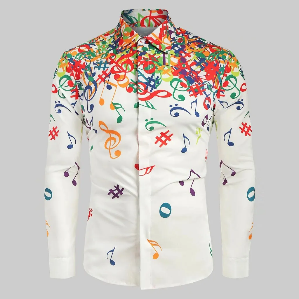 Men's Autumn Casual Long Sleeved Shirt With Print