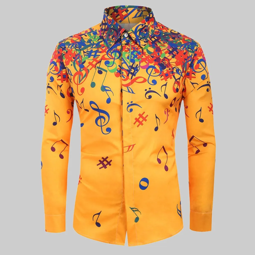 Men's Autumn Casual Long Sleeved Shirt With Print
