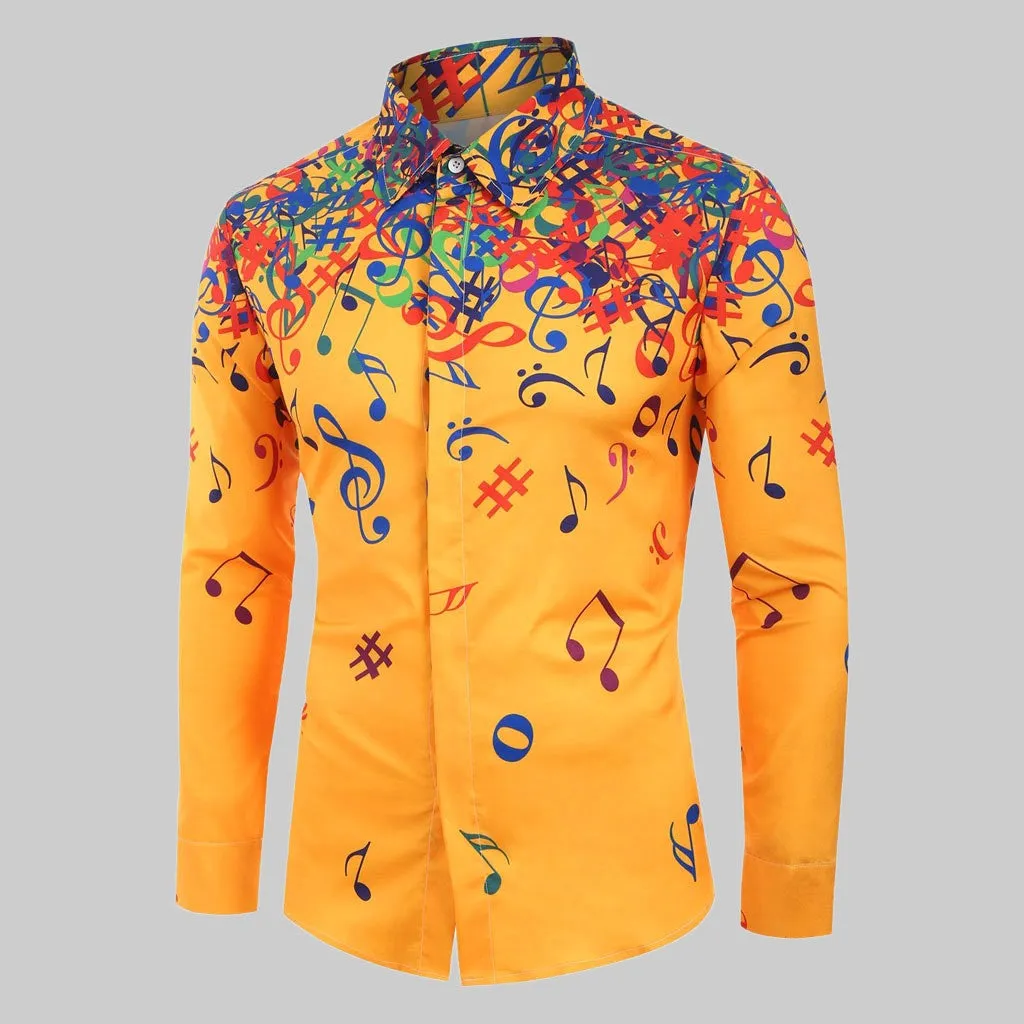 Men's Autumn Casual Long Sleeved Shirt With Print