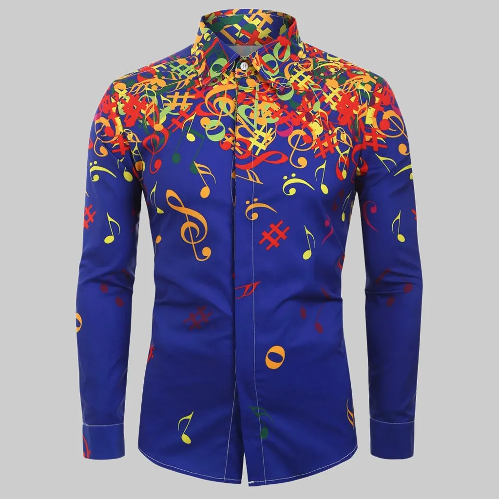 Men's Autumn Casual Long Sleeved Shirt With Print