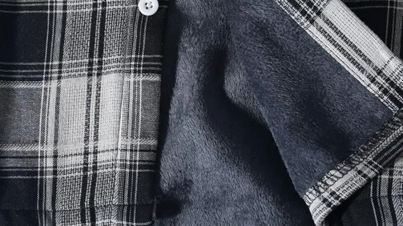 Men's Autumn Casual Plaid Long Sleeved Shirt With Velvet