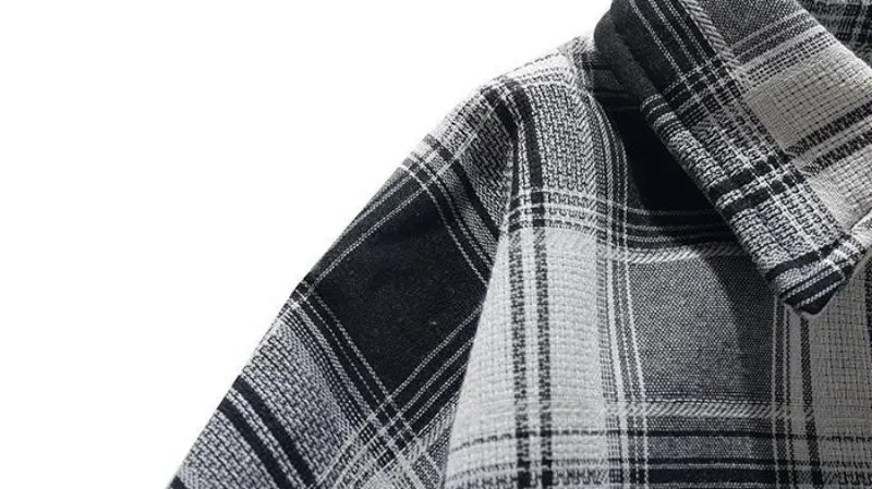 Men's Autumn Casual Plaid Long Sleeved Shirt With Velvet