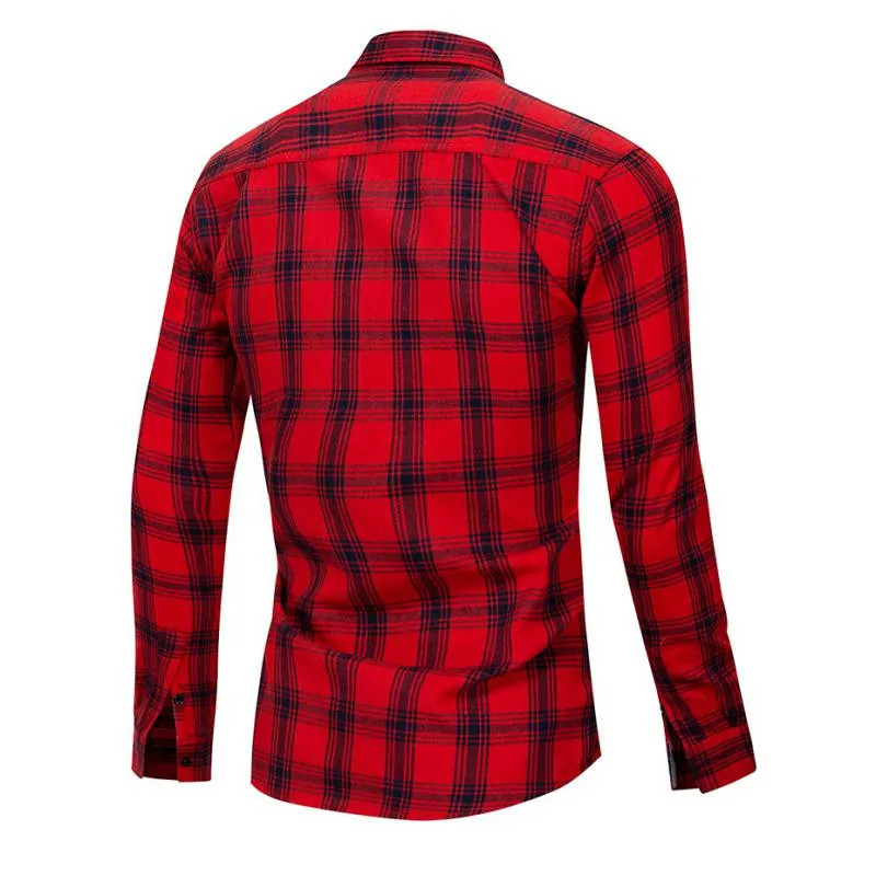 Men's Autumn Cotton Plaid Long Sleeved Shirt