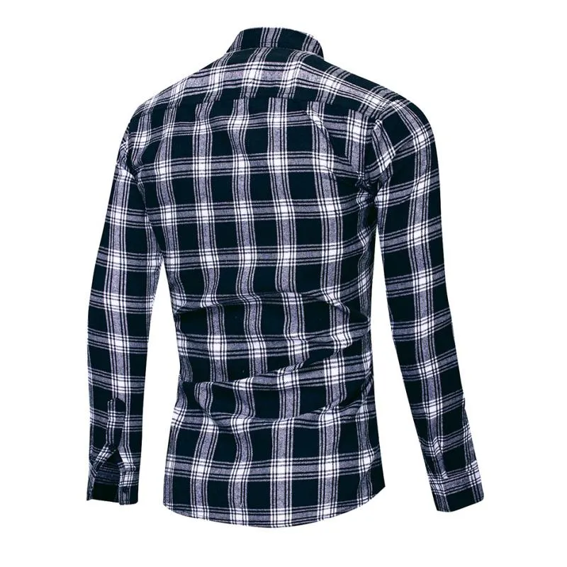 Men's Autumn Cotton Plaid Long Sleeved Shirt