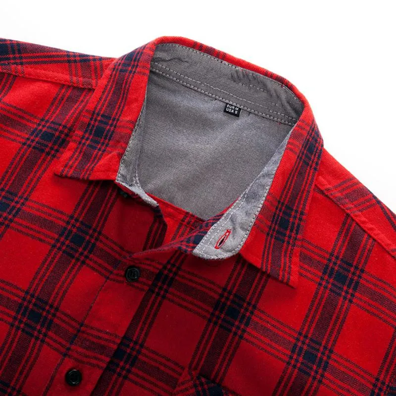 Men's Autumn Cotton Plaid Long Sleeved Shirt