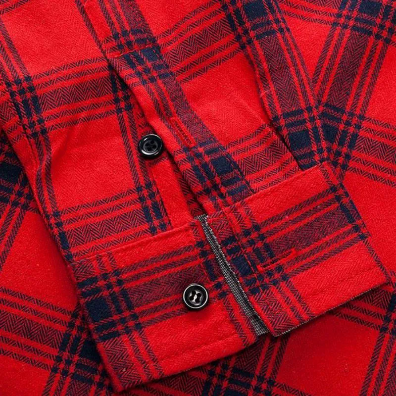 Men's Autumn Cotton Plaid Long Sleeved Shirt