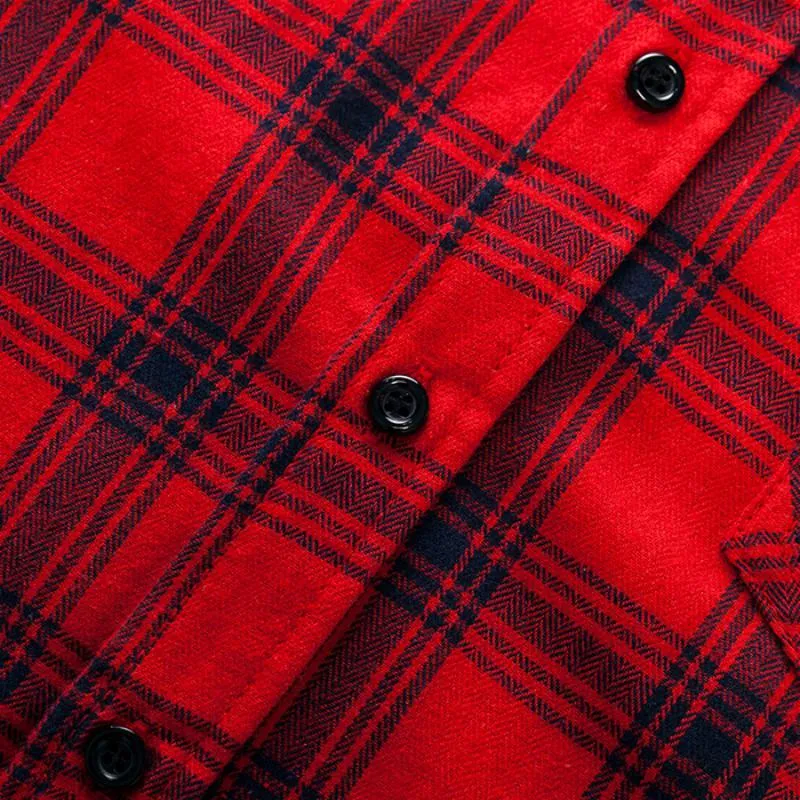 Men's Autumn Cotton Plaid Long Sleeved Shirt