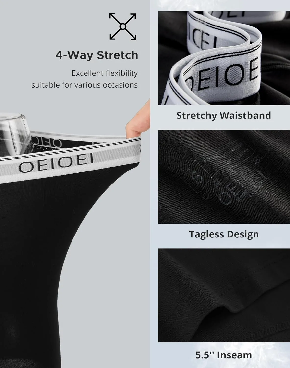 Men's Boxer Briefs Bamboo Rayon Moisture-Wicking Underwear 3 Pack
