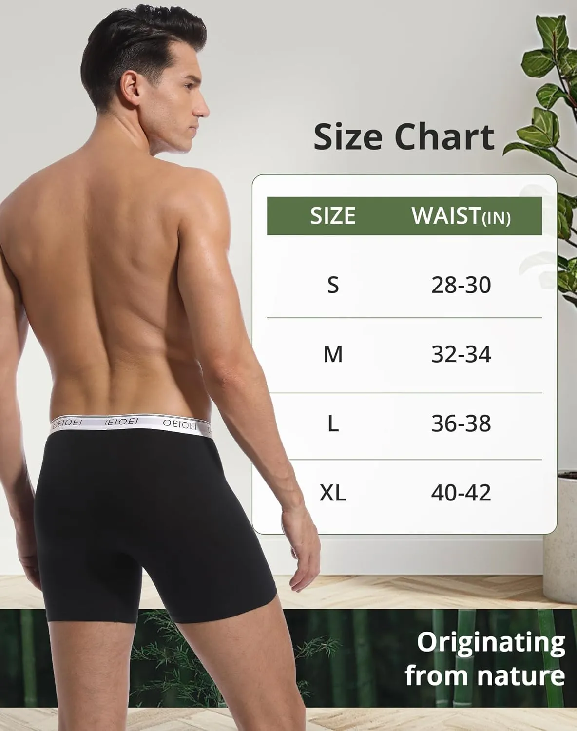 Men's Boxer Briefs Bamboo Rayon Moisture-Wicking Underwear 3 Pack