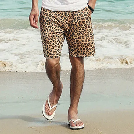 Men's Casual Cotton Leopard Print Shorts