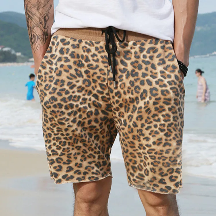 Men's Casual Cotton Leopard Print Shorts