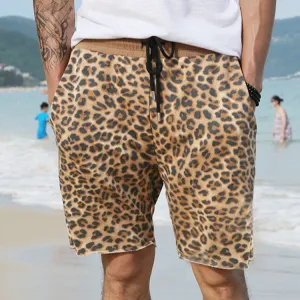 Men's Casual Cotton Leopard Print Shorts