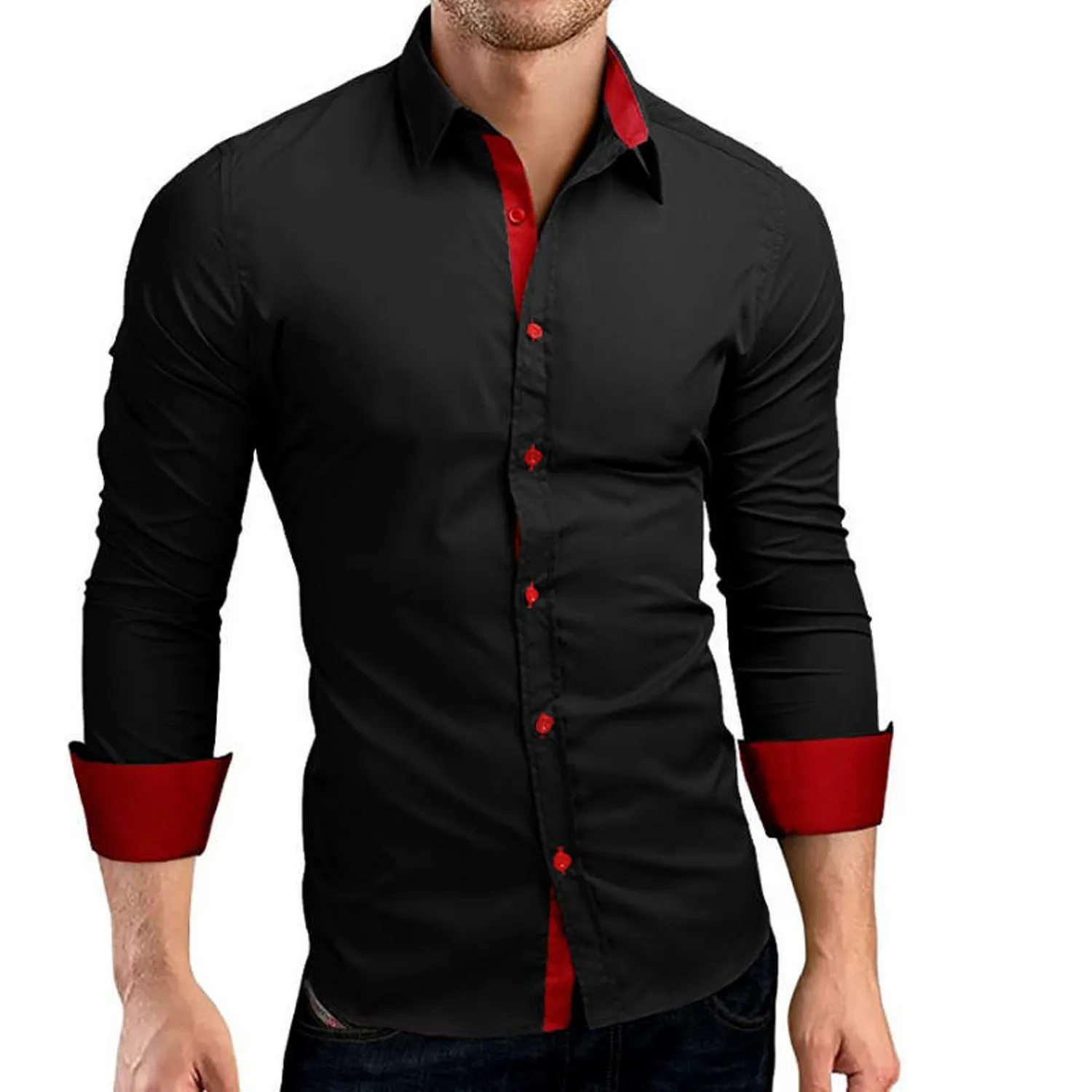 Men's Casual Long Sleeve Slim Shirt