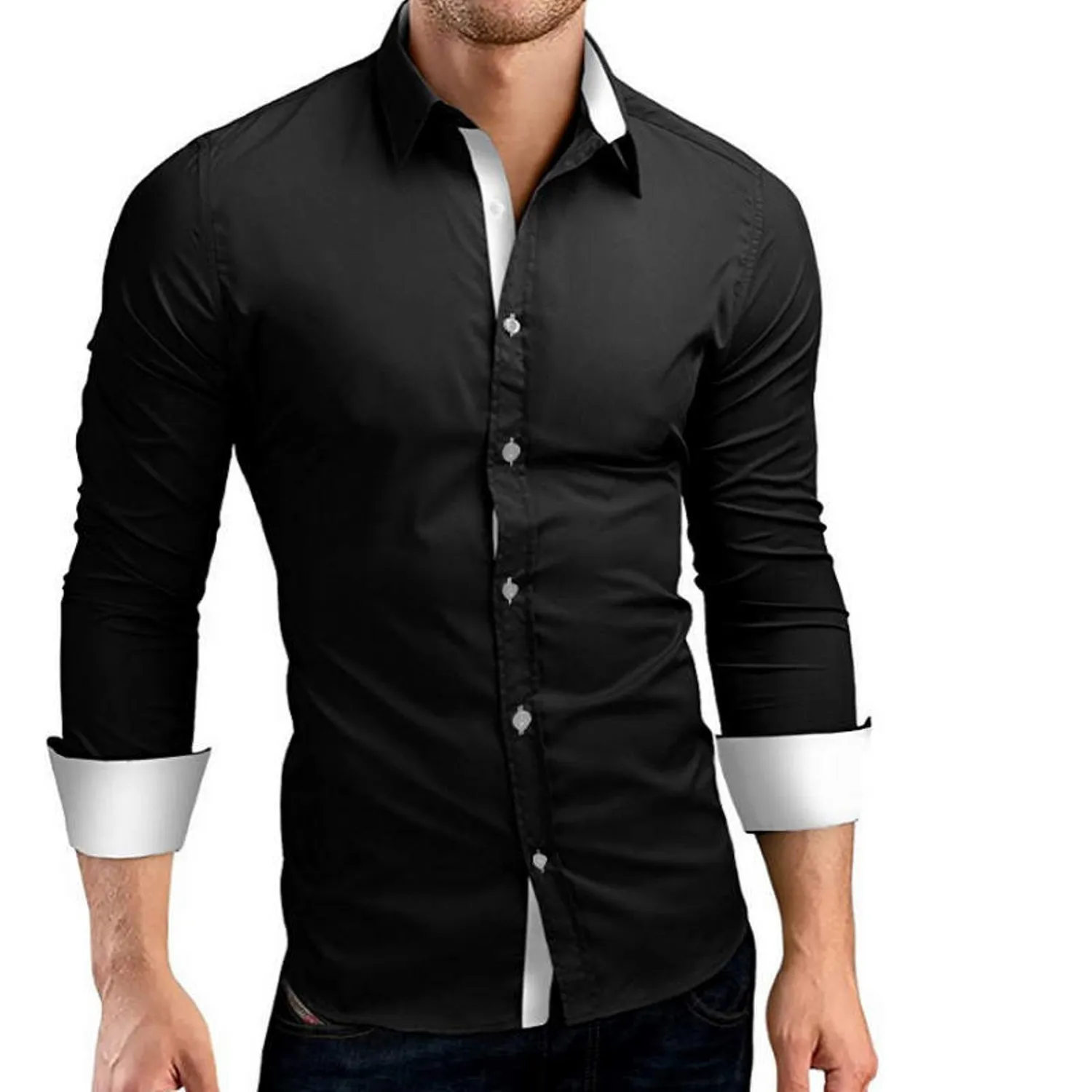 Men's Casual Long Sleeve Slim Shirt