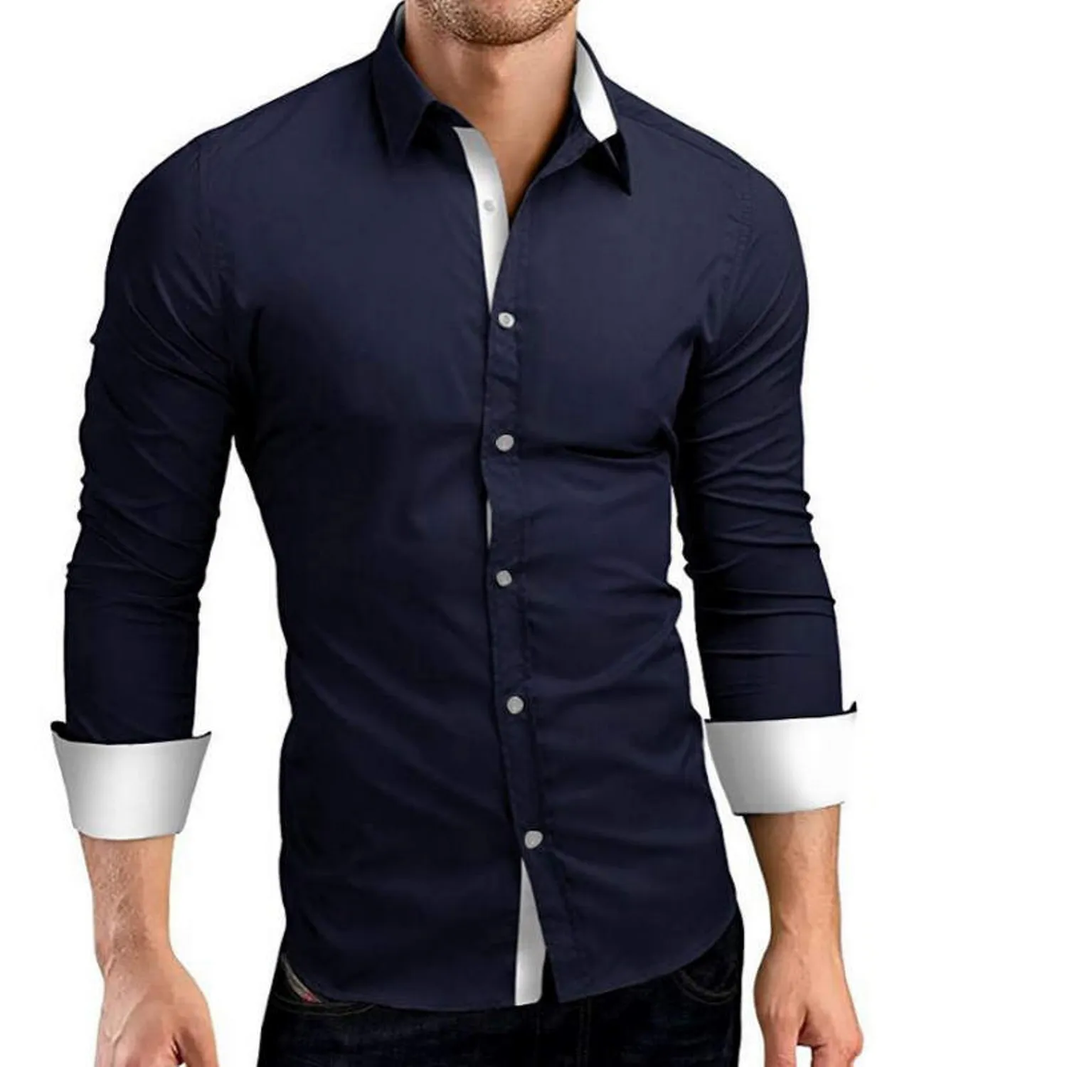 Men's Casual Long Sleeve Slim Shirt