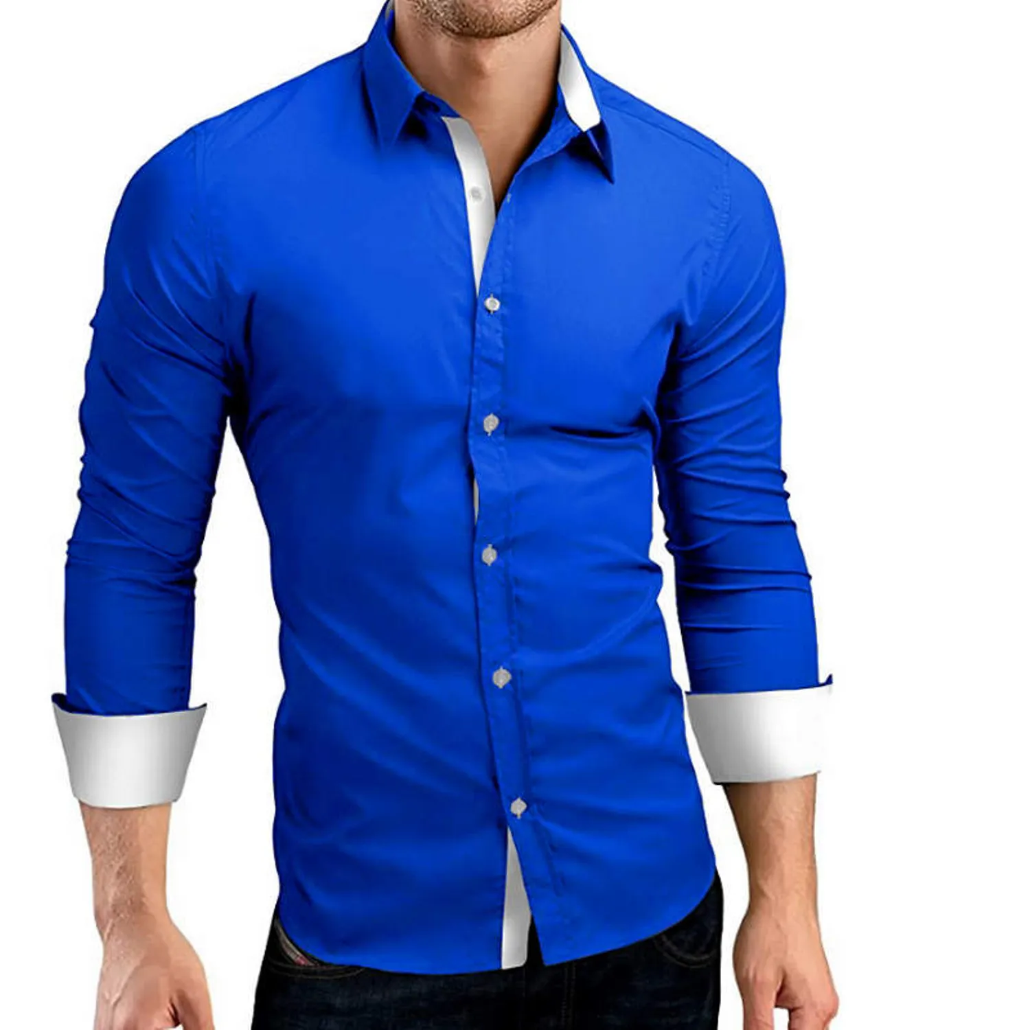 Men's Casual Long Sleeve Slim Shirt