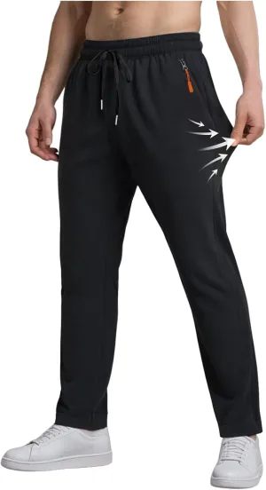 Mens Casual Pants Elastic Waist Linen Lightweight Comfy Straight-Leg Loose Summer Beach Yoga Trousers Flexible Joggers