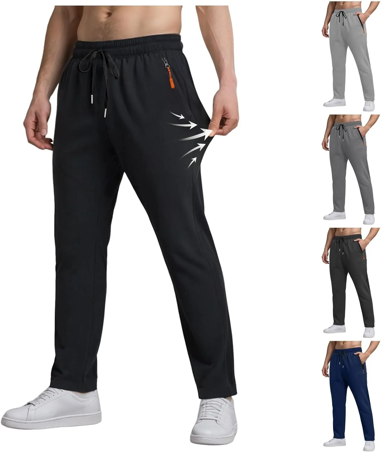 Mens Casual Pants Elastic Waist Linen Lightweight Comfy Straight-Leg Loose Summer Beach Yoga Trousers Flexible Joggers