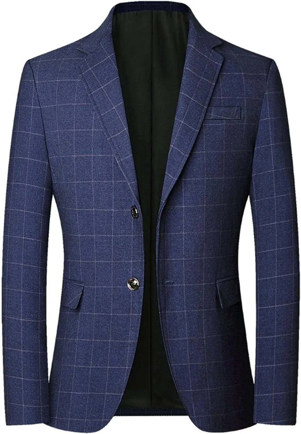 Mens Casual Plaid Blazer Coat Slim Fit Lightweight Sport Jacket Two Button Business Lightweight Suit Jacket