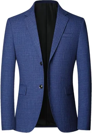 Mens Casual Plaid Blazer Coat Slim Fit Lightweight Sport Jacket Two Button Business Lightweight Suit Jacket