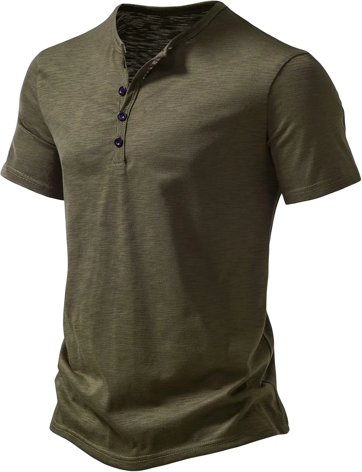 Men's Casual Stretchy Slim Fit Short Sleeve Henley Shirt