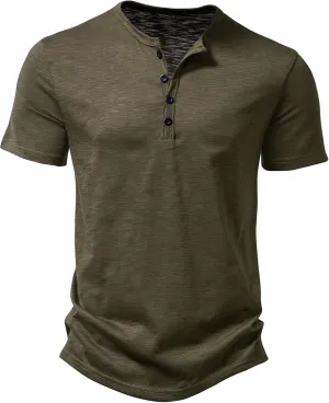 Men's Casual Stretchy Slim Fit Short Sleeve Henley Shirt