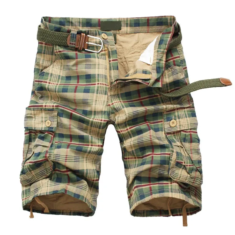 Men's Cotton Plaid Cargo Shorts