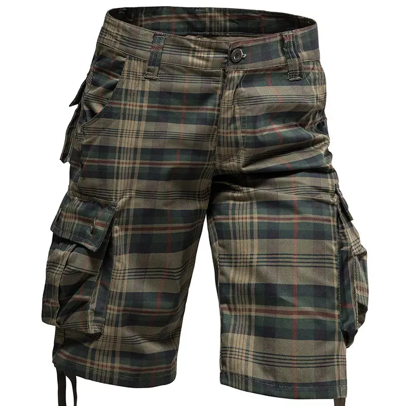 Men's Cotton Plaid Cargo Shorts