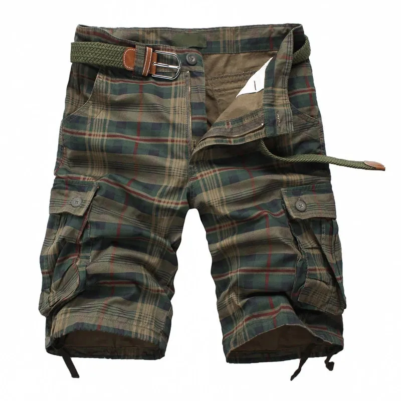 Men's Cotton Plaid Cargo Shorts