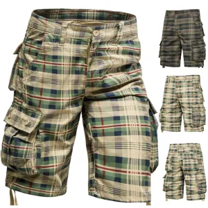 Men's Cotton Plaid Cargo Shorts