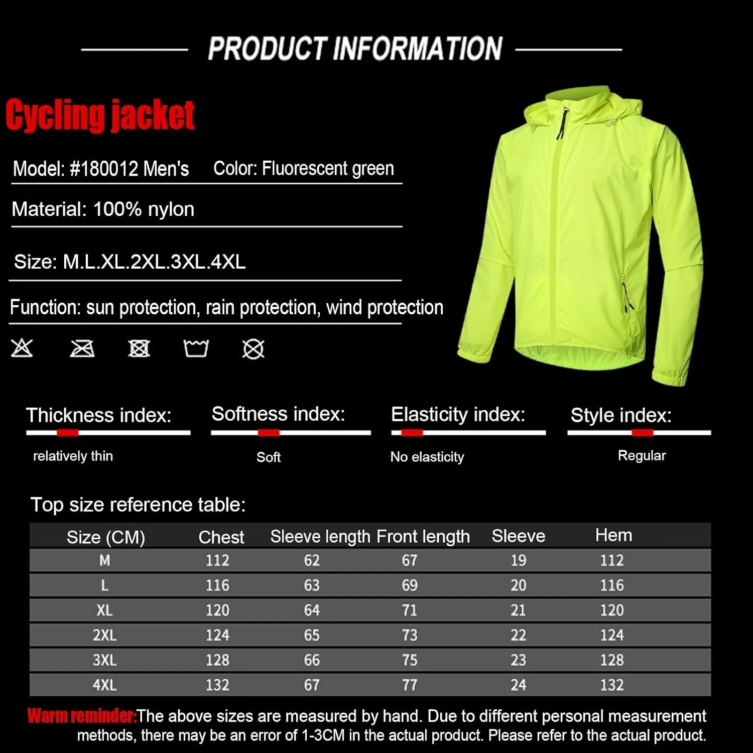 Men's Cycling Rain JacketsLightweight Packable Hooded Jacket Waterproof Reflective