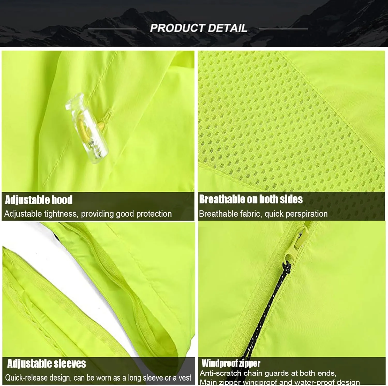 Men's Cycling Rain JacketsLightweight Packable Hooded Jacket Waterproof Reflective