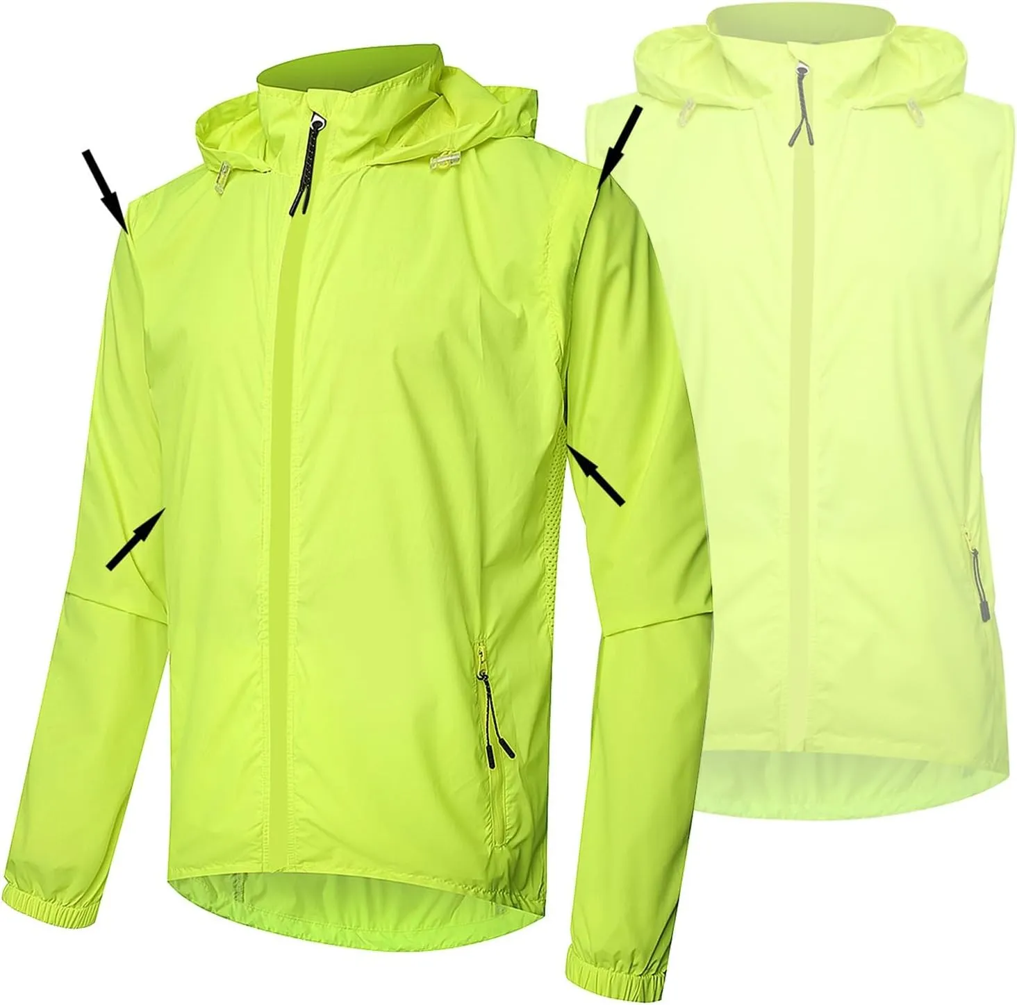 Men's Cycling Rain JacketsLightweight Packable Hooded Jacket Waterproof Reflective
