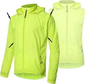 Men's Cycling Rain JacketsLightweight Packable Hooded Jacket Waterproof Reflective
