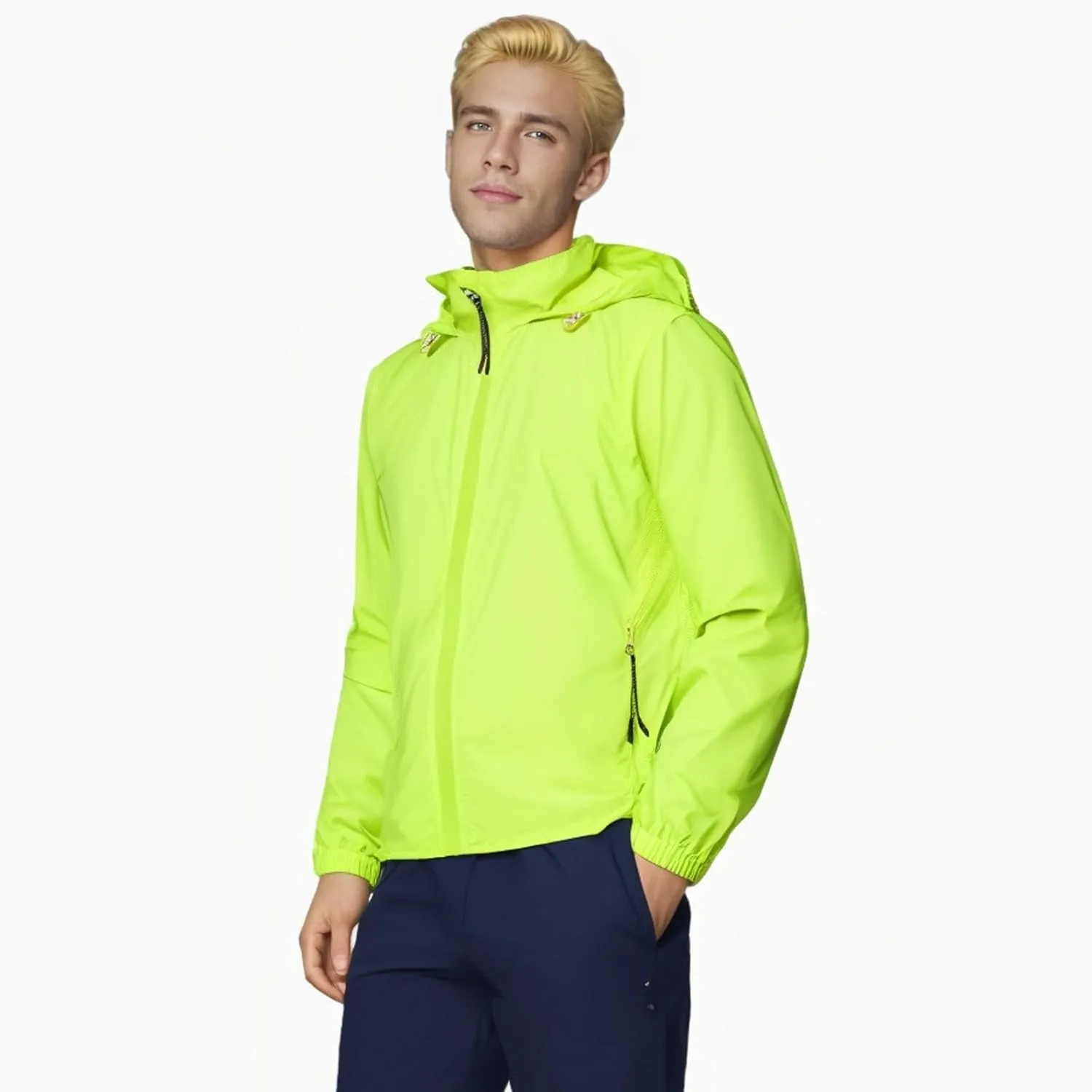Men's Cycling Rain JacketsLightweight Packable Hooded Jacket Waterproof Reflective