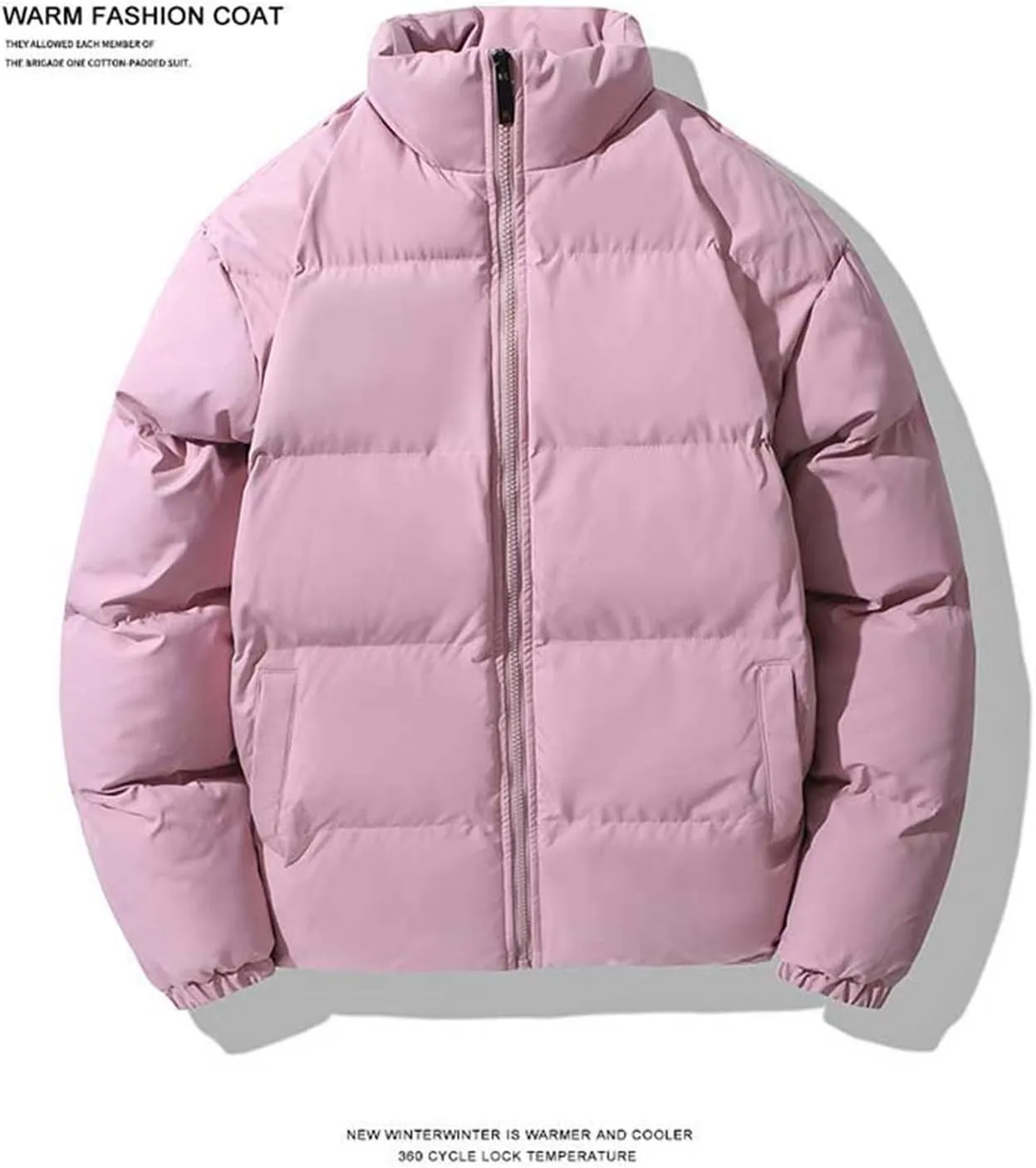 Men's Down Jackets & Coats No Hood Waterproof Full Zip Up Winter Warm Down Jacket Quilted Insulated Puffy Jackets